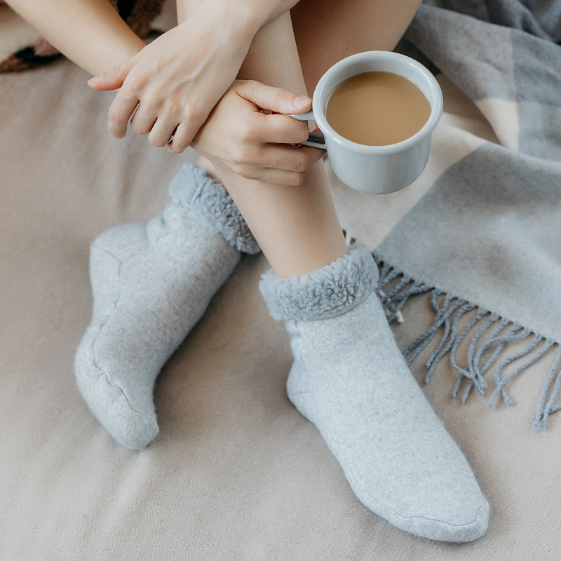 Носки меховые стрейч, шерсть натуральная, цвет серый фото 1