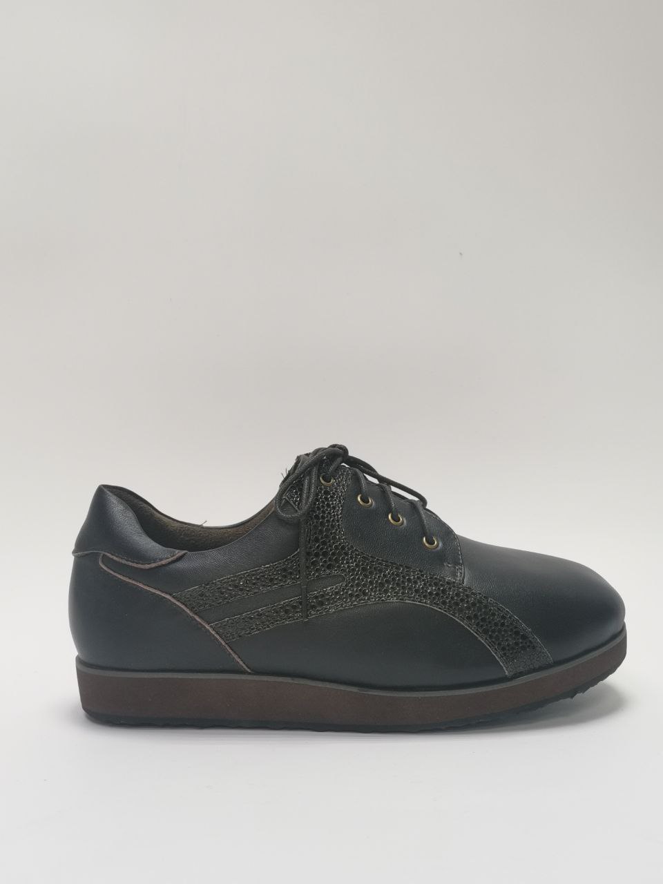 Полуботинки ортопедические женские кожаные Ортомода 8122 ш увеличенной полноты коричневые фото 2